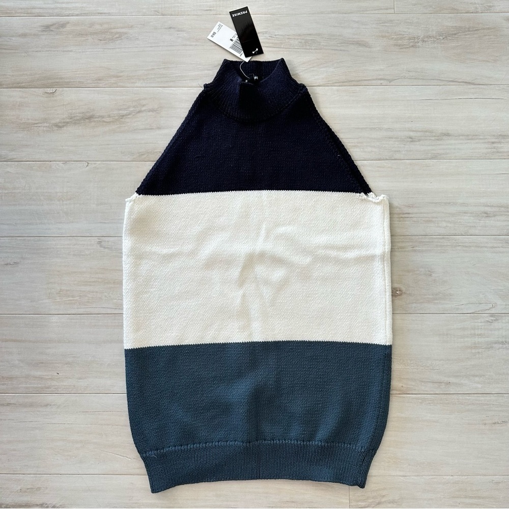 NWT Premise Cotton Knitted Color Block Halter Top